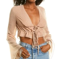 Best Sale ✔️ women Kerrick Bell-Sleeve Crop Top 🧨