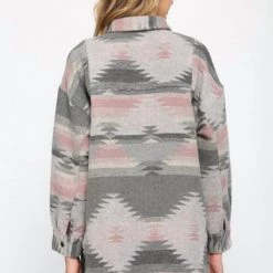 Flash Sale 🌟 Fate 👩 women Aztec Fringed Hem Shacket in Grey/Blush 💯 -Deals kerrick Store 44ccf893e6ee435f81e7248c5e213e79 1080x