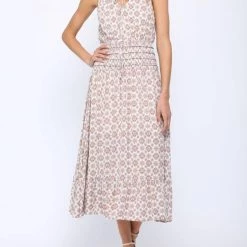 Coupon 🛒 Fate 👩 women Shirred Frill Maxi 👗 Dress in Multi 🤩