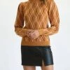 Best deal ❤️ Fate 👩 women Geo Knit Puff Sleeve Sweater in Golden Mustard ⭐