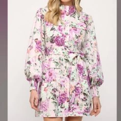Best Sale โ Fate ๐ฉ women Linen Blend ๐ Shirt ๐ Dress in Floral Print ๐