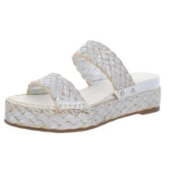 New 🥰 Sarto Franco Sarto Opal 👩 Womens Braided Slide Wedge 🩴 Sandals 👏