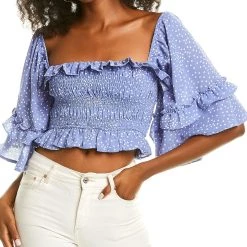 Outlet ⌛ women Kerrick Smocked Crop Top 🔔