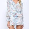 Wholesale ✨ Fate 👩 women Floral Print Ruffle Romper in Blue Multi ⌛