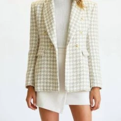 Best Pirce 🛒 Fate 👩 women Lena Tweed Double Breasted Blazer in Camel 👍