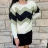 Discount 🤩 Fate 👩 women Chevron Metallic Fuzzy Sweater in Cream ❤️