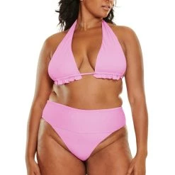 Buy 😉 JMP The Label 👩 women St. Tropez High Apex Ruffle Triangle Top - Blushing Pink 🎉