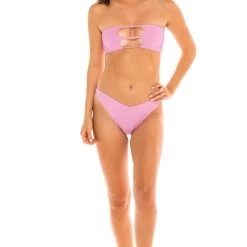 Hot Sale 🧨 JMP The Label 👩 women Vegas Strappy Cut Out Bandeau 👙 Bikini Top - Blushing Pink 🧨