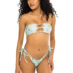 Cheapest 🎁 JMP The Label 👩 women Vegas Strappy Cut Out Bandeau 👙 Bikini Top - Main Squeeze Print 👍